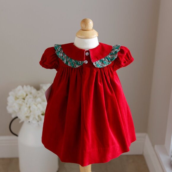 Red Cotton Corduroy Float Dress Plaid Trim Bailey Boys NWT Portrait Fall Winter - Picture 4 of 6